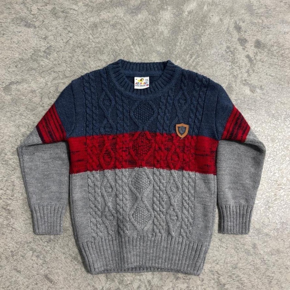 Vintage 90s Aslanbeys Kids Wear Cable Knit Sweater Size 5–6 Years Shield Logo